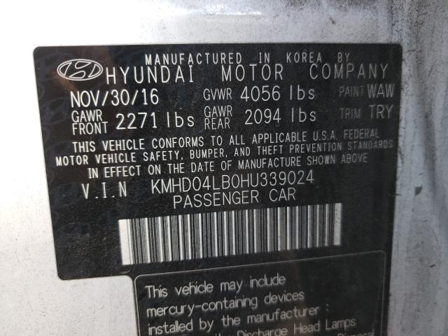 2017 HYUNDAI ELANTRA SP KMHD04LB0HU339024