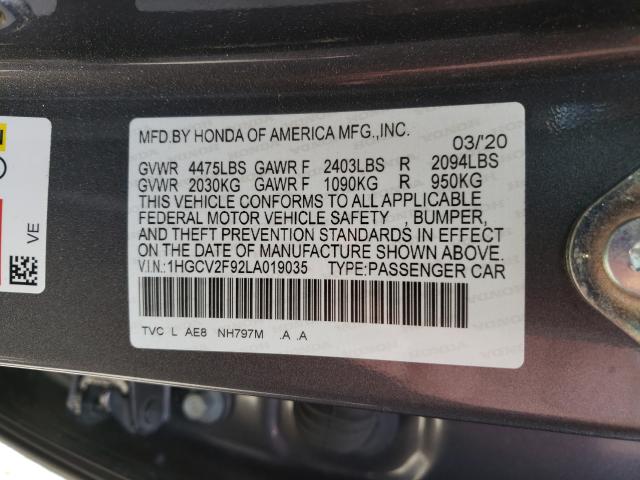 2020 HONDA ACCORD TOU 1HGCV2F92LA019035