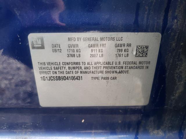2013 CHEVROLET SONIC 1G1JC5SB9D4106431