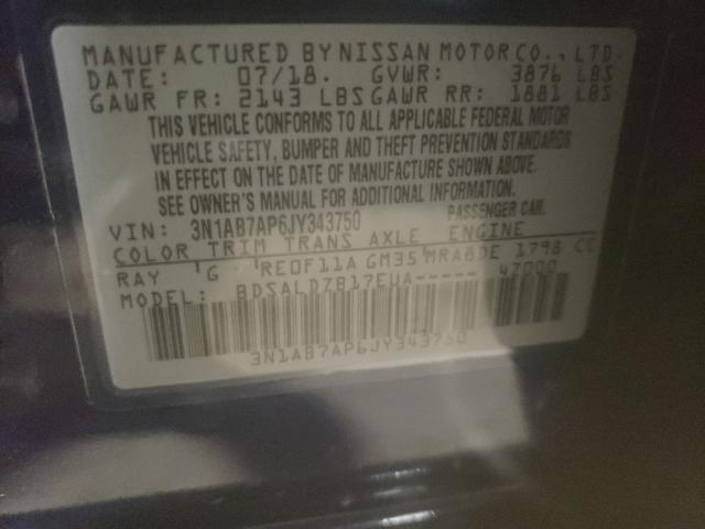 2018 NISSAN SENTRA SV 3N1AB7AP6JY343750