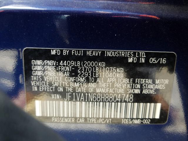 2017 SUBARU WRX LIMITE JF1VA1N68H8804748