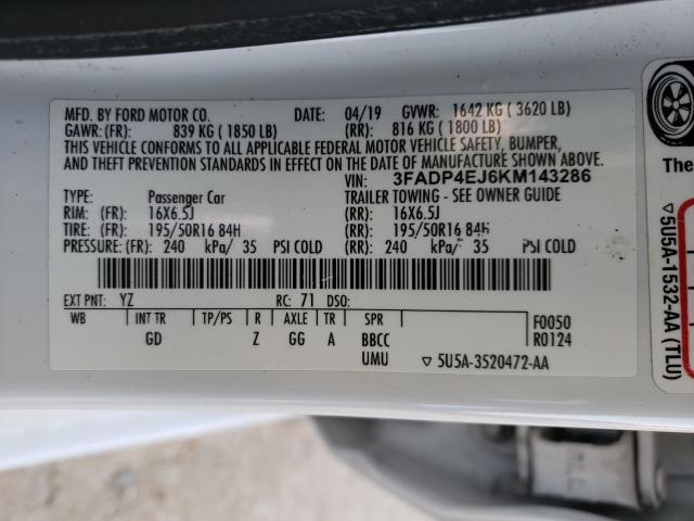 2019 FORD FIESTA 3FADP4EJ6KM143286