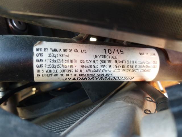 2016 YAMAHA FZ07 C JYARM06Y8GA002359
