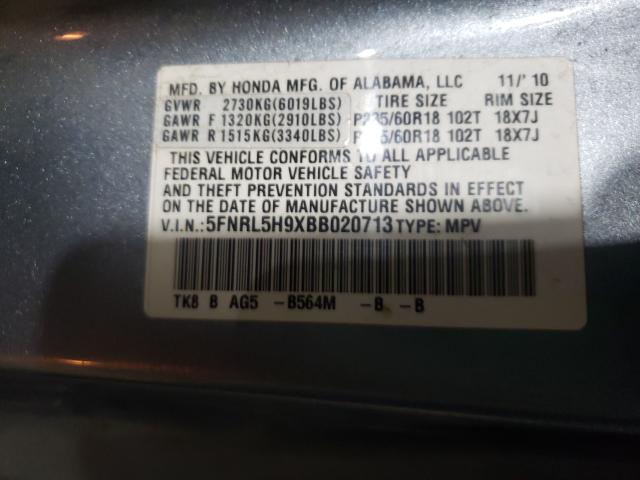 2011 HONDA ODYSSEY TO 5FNRL5H9XBB020713