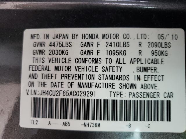 2010 ACURA TSX JH4CU2F65AC029291