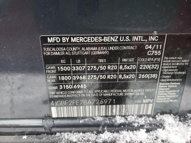 2011 MERCEDES-BENZ GL 350 BLU 4JGBF2FE7BA726971