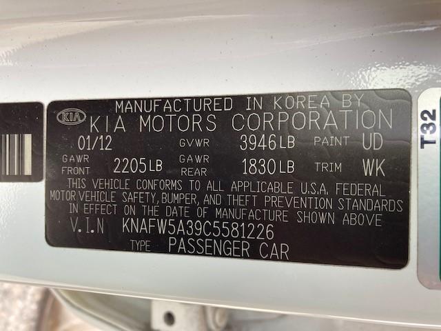 2012 KIA FORTE SX KNAFW5A39C5581226