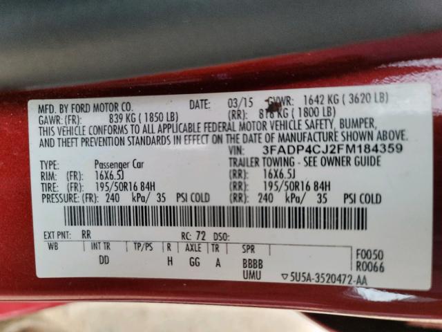 2015 FORD FIESTA TIT 3FADP4CJ2FM184359
