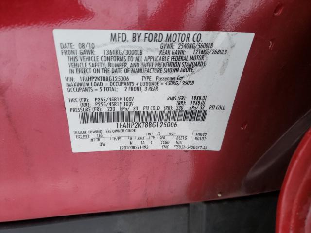 2011 FORD TAURUS SHO 1FAHP2KT8BG125006