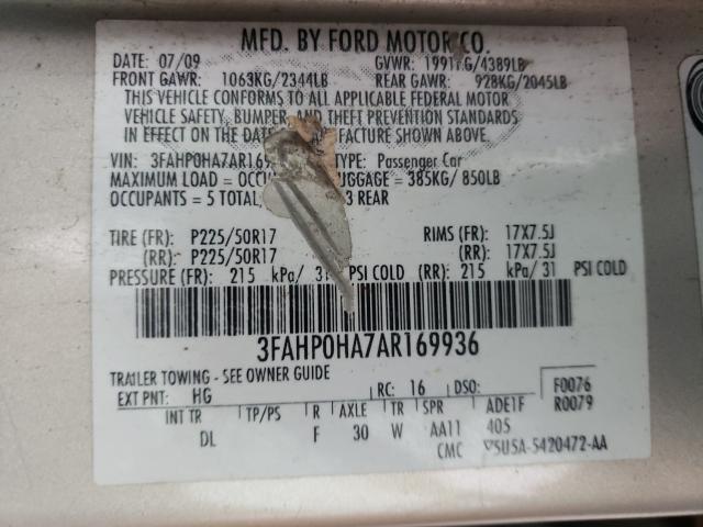 2010 FORD FUSION SE 3FAHP0HA7AR169936