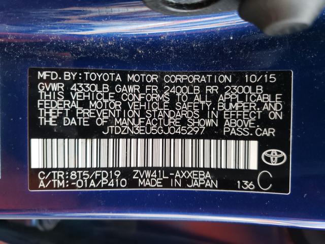 2016 TOYOTA PRIUS V JTDZN3EU5GJ045297