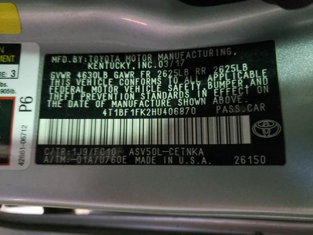 2017 TOYOTA CAMRY LE 4T1BF1FK2HU406870