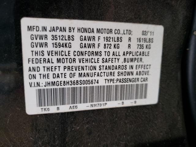2011 HONDA FIT JHMGE8H36BS005674