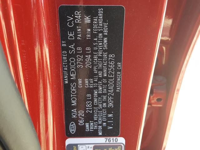 2020 KIA FORTE FE 3KPF24AD0LE256678