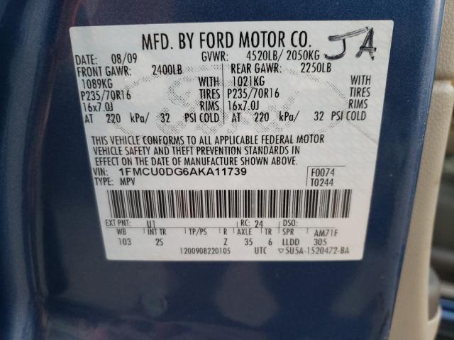 2010 FORD ESCAPE XLT 1FMCU0DG6AKA11739