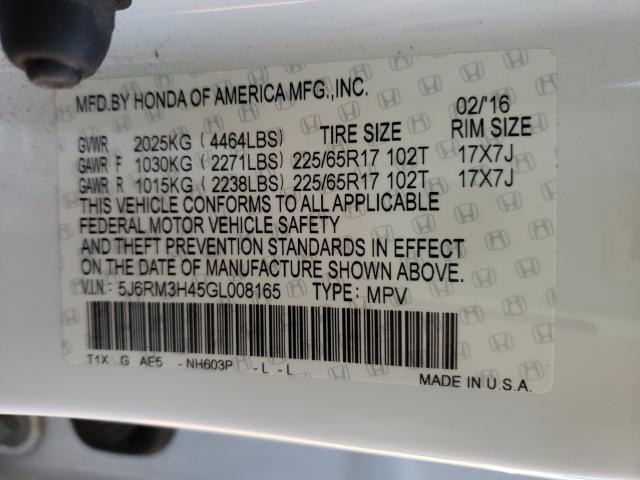 2016 HONDA CR-V SE 5J6RM3H45GL008165