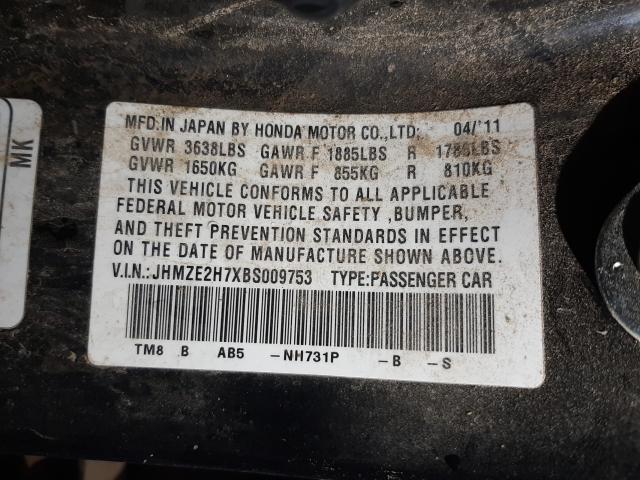 2011 HONDA INSIGHT EX JHMZE2H7XBS009753