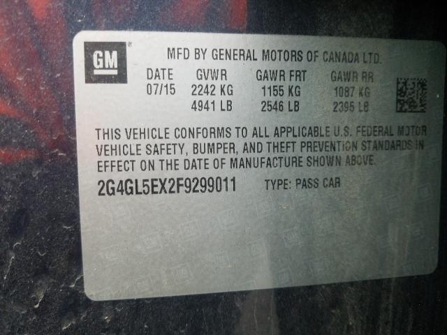 2015 BUICK REGAL 2G4GL5EX2F9299011