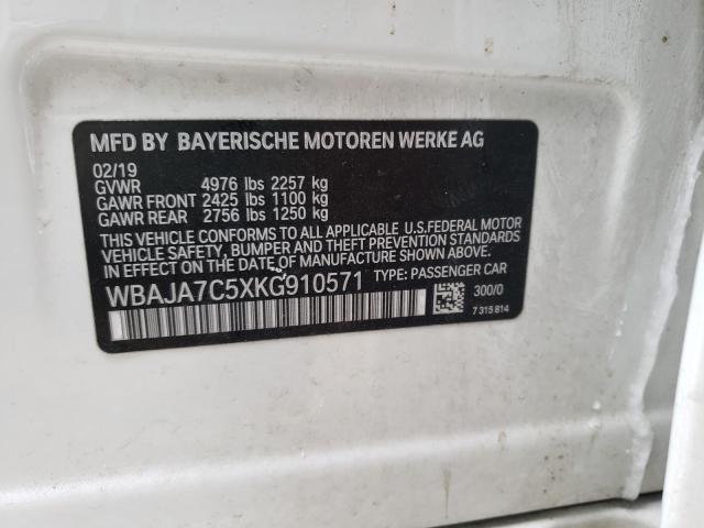2019 BMW 530 XI WBAJA7C5XKG910571