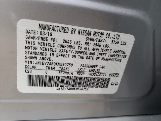 2019 INFINITI Q50 LUXE JN1EV7AR0KM590759