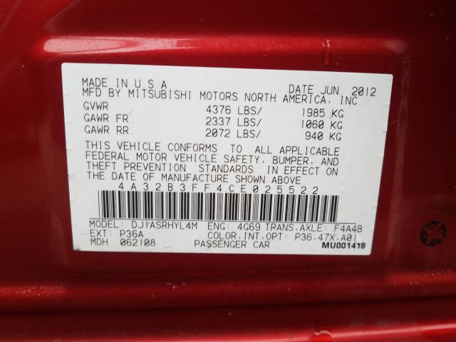 2012 MITSUBISHI GALANT ES 4A32B3FF4CE025522