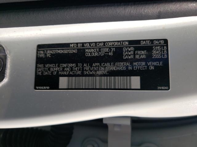 2019 VOLVO S60 T6 R-D 7JRA22TM0KG013240