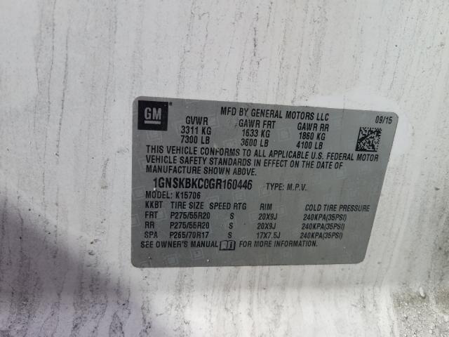 2016 CHEVROLET TAHOE K150 1GNSKBKC0GR160446