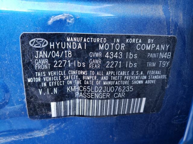 2018 HYUNDAI IONIQ KMHC65LD2JU076235
