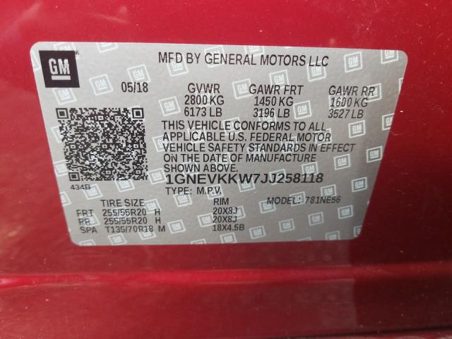2018 CHEVROLET TRAVERSE H 1GNEVKKW7JJ258118