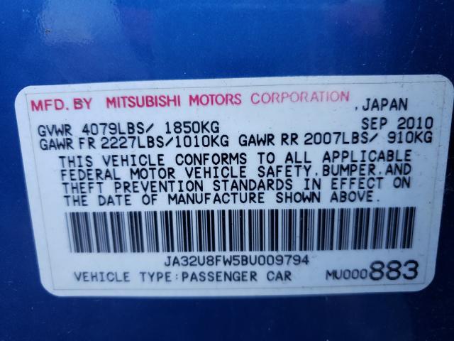 2011 MITSUBISHI LANCER GTS JA32U8FW5BU009794