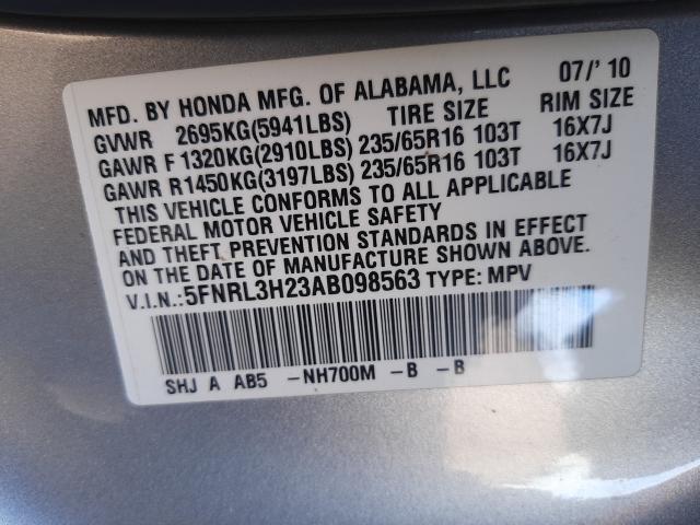 2010 HONDA ODYSSEY LX 5FNRL3H23AB098563