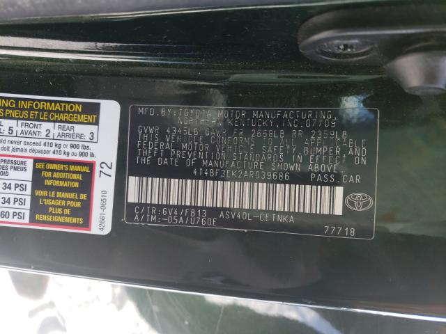 2010 TOYOTA CAMRY 4T4BF3EK2AR039686