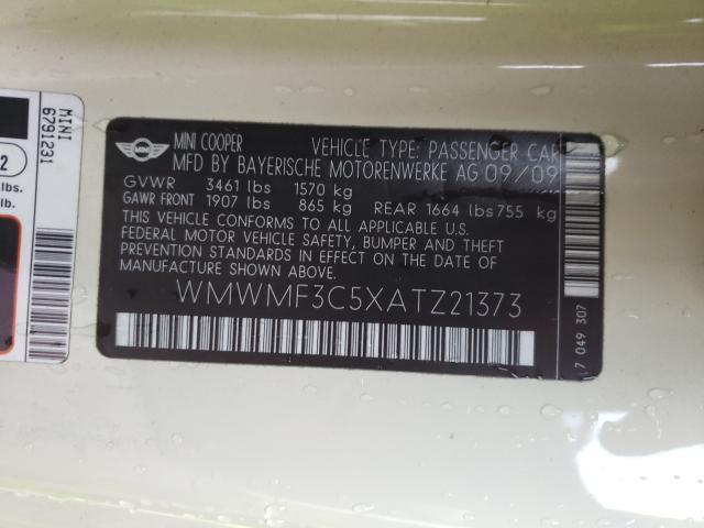 2010 MINI COOPER WMWMF3C5XATZ21373