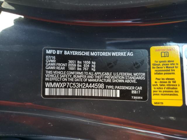 2017 MINI COOPER S WMWXP7C53H2A44598
