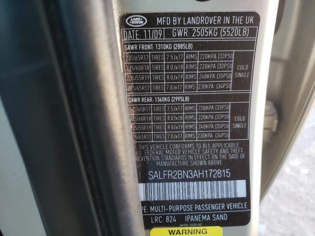 2010 LAND ROVER LR2 HSE SALFR2BN3AH172815