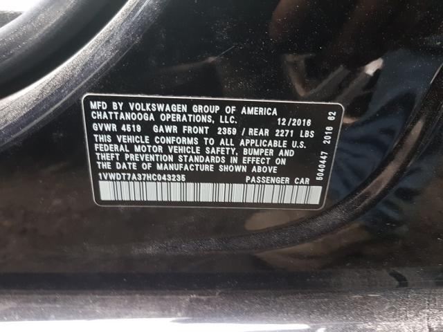 2017 VOLKSWAGEN PASSAT R-L 1VWDT7A37HC043235