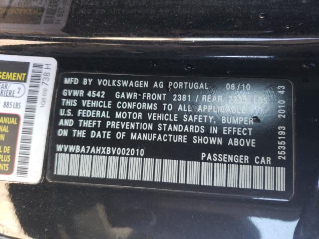 2011 VOLKSWAGEN EOS KOMFOR WVWBA7AHXBV002010
