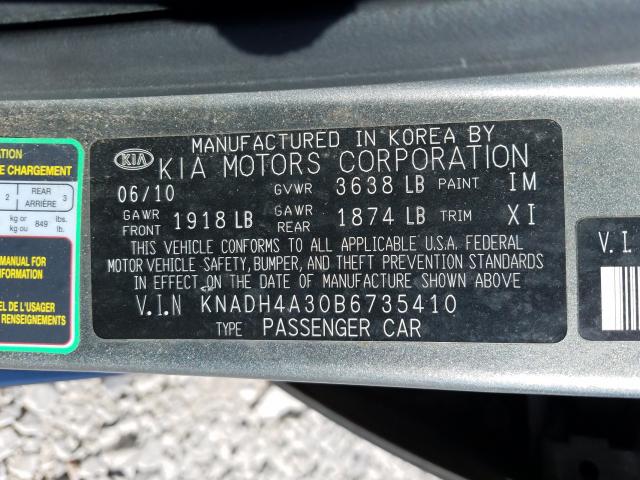 2011 KIA RIO KNADH4A30B6735410