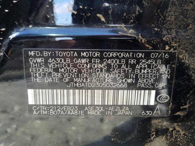 2016 LEXUS IS 200T JTHBA1D23G5032668