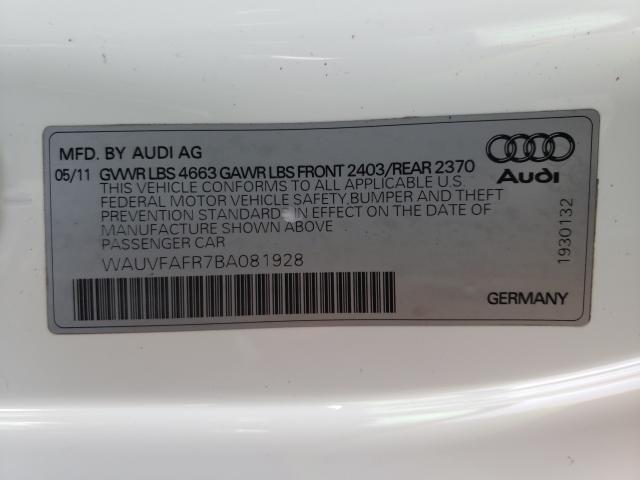 2011 AUDI A5 PRESTIG WAUVFAFR7BA081928
