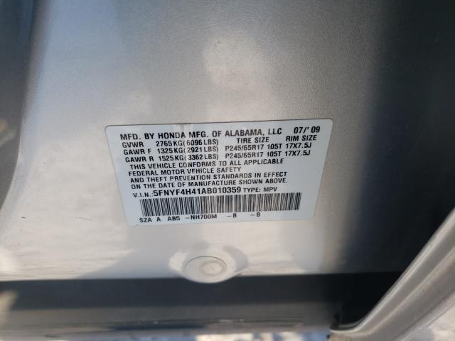 2010 HONDA PILOT EX 5FNYF4H41AB010359