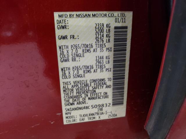 2011 NISSAN XTERRA OFF 5N1AN0NU4BC509832