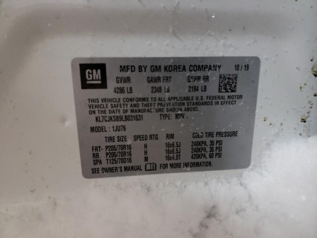 2020 CHEVROLET TRAX LS KL7CJKSB9LB031631