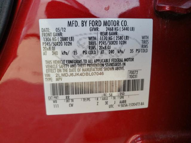 2013 LINCOLN MKX 2LMDJ6JK4DBL07046