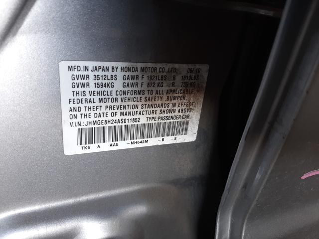 2010 HONDA FIT JHMGE8H24AS011852