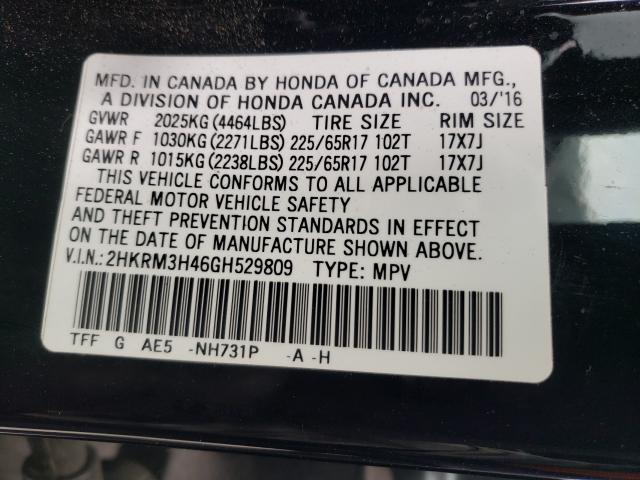 2016 HONDA CR-V SE 2HKRM3H46GH529809
