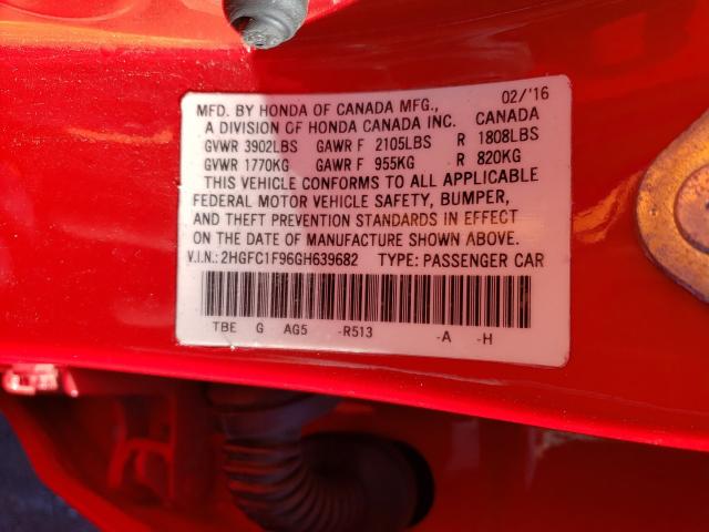 2016 HONDA CIVIC TOUR 2HGFC1F96GH639682