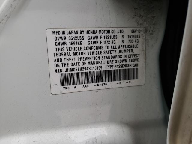 2010 HONDA FIT JHMGE8H29AS010499