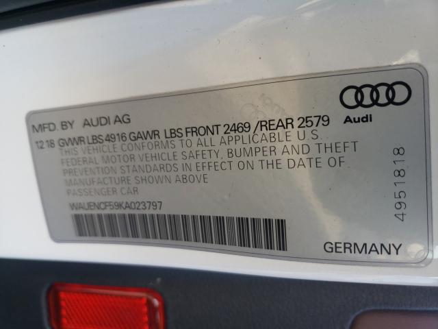 2019 AUDI A5 PREMIUM WAUENCF59KA023797
