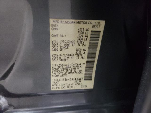 2017 NISSAN TITAN SV 1N6AA1E51HN564487